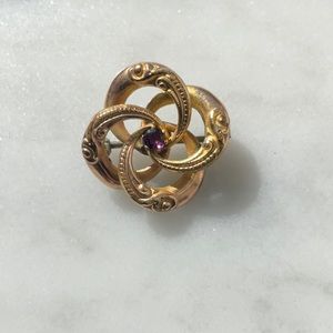 Antique Victorian Vintage Gold Pin Brooch Amethyst